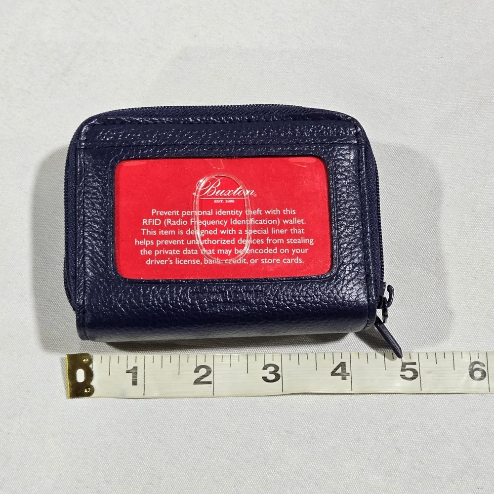 Buxton Navy Blue Small Compact Wallet, Zip Around Excellent - Picture 4 of 6